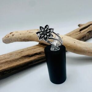 Sterling Silver Double Band Lotus Flower Ring